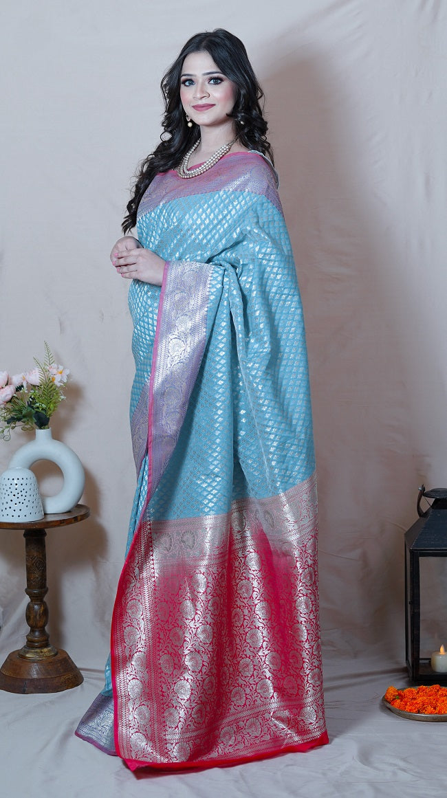 Uppada Blue With Pink Full Handwoven Silk Saree,uppada Saree With Blouse,pure  Silk Saree,blue Uppada Saree,indian Festive Saree, Blue Saree - Etsy