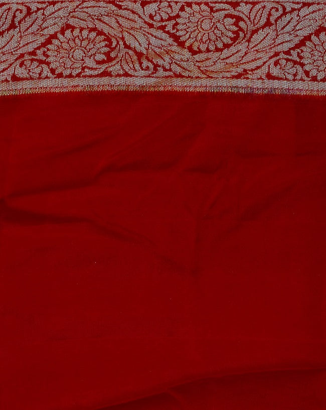 SILK GEORGETTE SAREE IN CRIMSON RED WITH BEAUTIFUL ALL OVER BUTI WORK